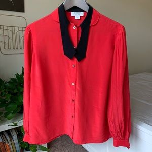 Christian Dior 100% Silk Red Blouse